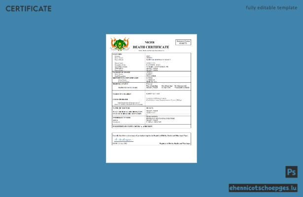 Beispiel einer Sterbeurkunde aus Niger (Word- und PDF-Datei)